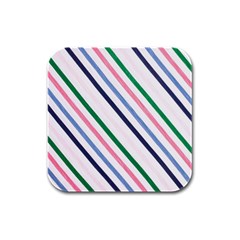 Retro Vintage Stripe Pattern Abstract Rubber Square Coaster (4 Pack) by Maspions