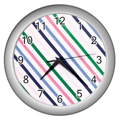 Retro Vintage Stripe Pattern Abstract Wall Clock (silver)