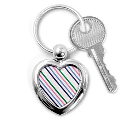 Retro Vintage Stripe Pattern Abstract Key Chain (heart)