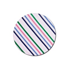 Retro Vintage Stripe Pattern Abstract Rubber Round Coaster (4 Pack)