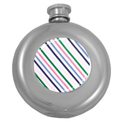 Retro Vintage Stripe Pattern Abstract Round Hip Flask (5 Oz)