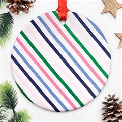 Retro Vintage Stripe Pattern Abstract Round Ornament (two Sides)