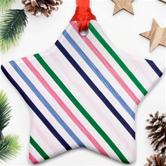 Retro Vintage Stripe Pattern Abstract Star Ornament (two Sides)