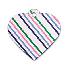 Retro Vintage Stripe Pattern Abstract Dog Tag Heart (one Side)