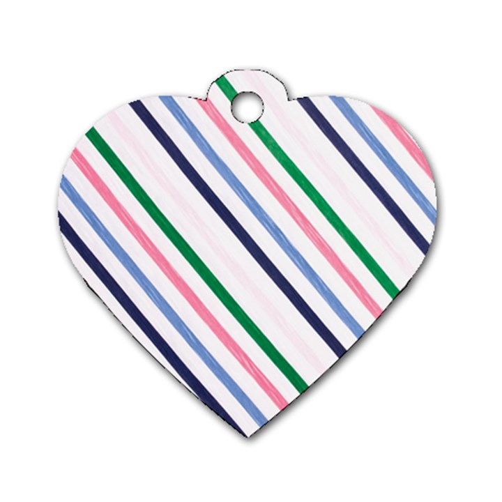 Retro Vintage Stripe Pattern Abstract Dog Tag Heart (One Side)