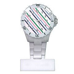 Retro Vintage Stripe Pattern Abstract Plastic Nurses Watch