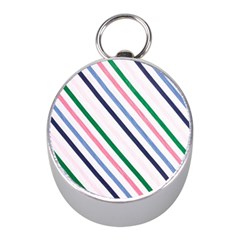 Retro Vintage Stripe Pattern Abstract Mini Silver Compasses