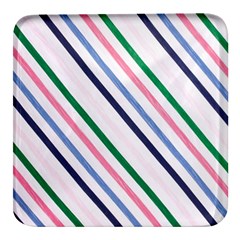 Retro Vintage Stripe Pattern Abstract Square Glass Fridge Magnet (4 Pack) by Maspions