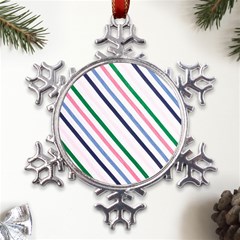 Retro Vintage Stripe Pattern Abstract Metal Large Snowflake Ornament