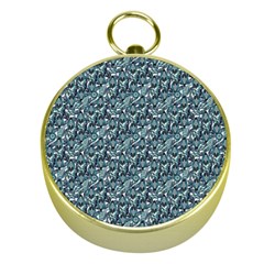 Blue Paisley Gold Compasses by DinkovaArt