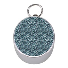 Blue Paisley Mini Silver Compasses by DinkovaArt