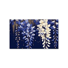 Solid Color Background With Royal Blue, Gold Flecked , And White Wisteria Hanging From The Top Sticker Rectangular (10 Pack) by LyssasMindArtDecor