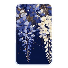 Solid Color Background With Royal Blue, Gold Flecked , And White Wisteria Hanging From The Top Memory Card Reader (rectangular) by LyssasMindArtDecor