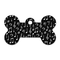 Chalk Music Notes Signs Seamless Pattern Dog Tag Bone (two Sides) by Ravend