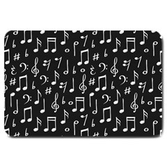 Chalk Music Notes Signs Seamless Pattern Large Doormat by Ravend