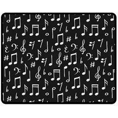 Chalk Music Notes Signs Seamless Pattern Fleece Blanket (medium) by Ravend