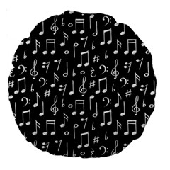 Chalk Music Notes Signs Seamless Pattern Large 18  Premium Round Cushions by Ravend