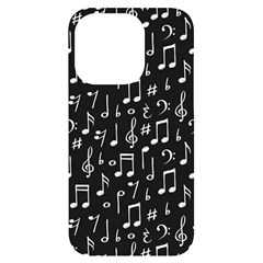 Chalk Music Notes Signs Seamless Pattern Iphone 14 Pro Black Uv Print Case by Ravend