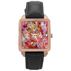 Abstract wings Rose Gold Leather Watch 