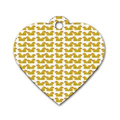 Little Bird Motif Pattern Wb Dog Tag Heart (one Side) by dflcprintsclothing