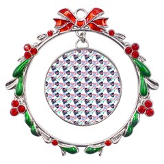 Beautiful Pattern Metal X mas Wreath Ribbon Ornament by Sparkle