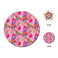 Pink Glowing Flowers Playing Cards Single Design (round)