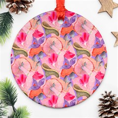 Pink Glowing Flowers Round Ornament (two Sides)