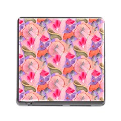 Pink Glowing Flowers Memory Card Reader (square 5 Slot) by Sparkle