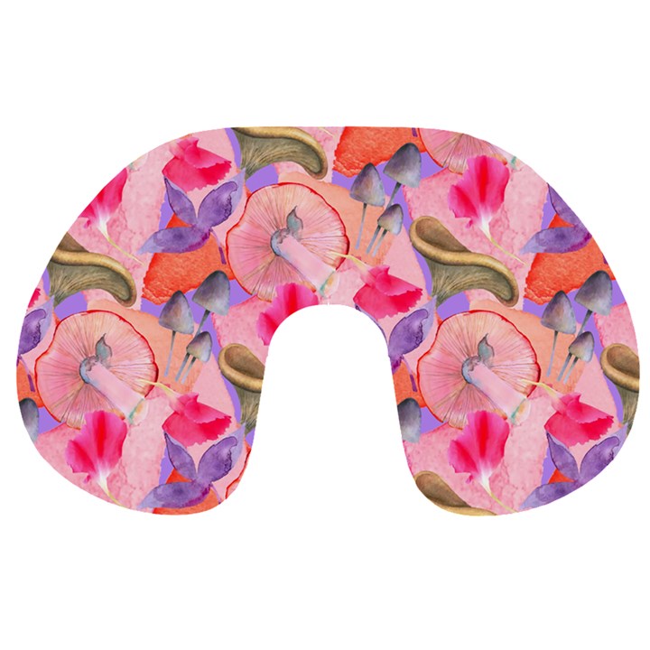 Pink Glowing Flowers Travel Neck Pillow