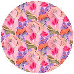 Pink Glowing Flowers Wooden Puzzle Round by Sparkle