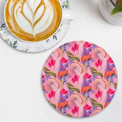 Pink Glowing Flowers Uv Print Round Tile Coaster by Sparkle