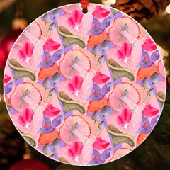 Pink Glowing Flowers Uv Print Acrylic Ornament Round by Sparkle