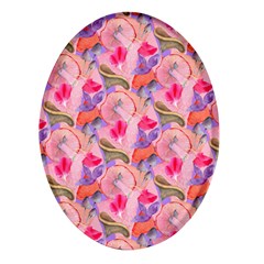 Pink Glowing Flowers Oval Glass Fridge Magnet (4 Pack) by Sparkle