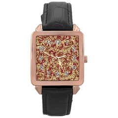 Apple Leftovers Collage Random Pattern Rose Gold Leather Watch 