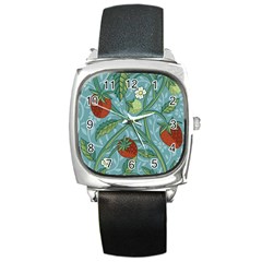 Spring Time Square Metal Watch by AlexandrouPrints