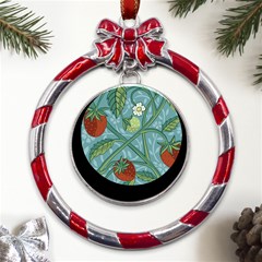 Spring Time Metal Red Ribbon Round Ornament by AlexandrouPrints