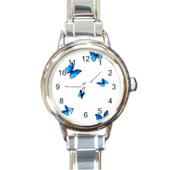 Butterfly-blue-phengaris Round Italian Charm Watch