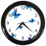 Butterfly-blue-phengaris Wall Clock (Black) Front