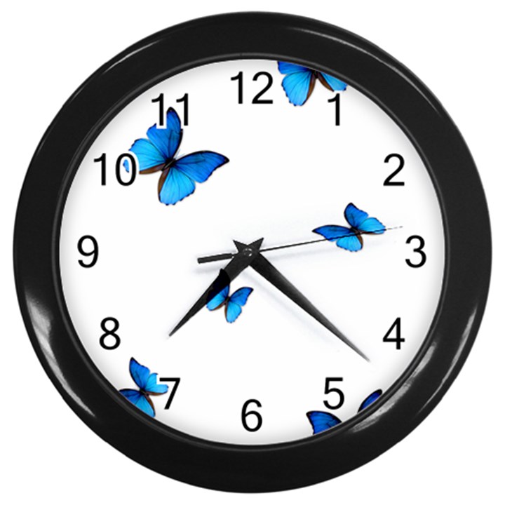 Butterfly-blue-phengaris Wall Clock (Black)