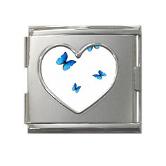 Butterfly-blue-phengaris Mega Link Heart Italian Charm (18mm)