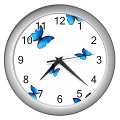 Butterfly-blue-phengaris Wall Clock (silver) by saad11