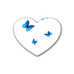 Butterfly-blue-phengaris Rubber Heart Coaster (4 pack)