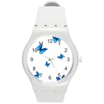 Butterfly-blue-phengaris Round Plastic Sport Watch (M) Front