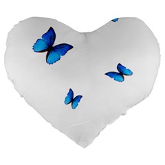 Butterfly-blue-phengaris Large 19  Premium Heart Shape Cushions