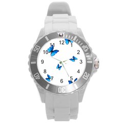 Butterfly-blue-phengaris Round Plastic Sport Watch (l) by saad11