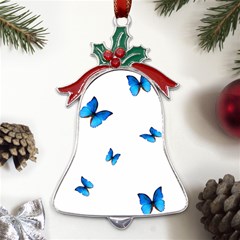 Butterfly-blue-phengaris Metal Holly Leaf Bell Ornament