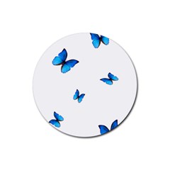 Butterfly-blue-phengaris Rubber Coaster (round) by saad11