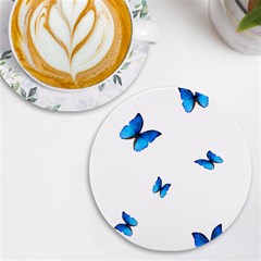 Butterfly-blue-phengaris Uv Print Round Tile Coaster by saad11