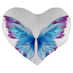 Butterfly-drawing-art-fairytale  Large 19  Premium Heart Shape Cushions by saad11