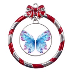 Butterfly-drawing-art-fairytale  Metal Red Ribbon Round Ornament by saad11